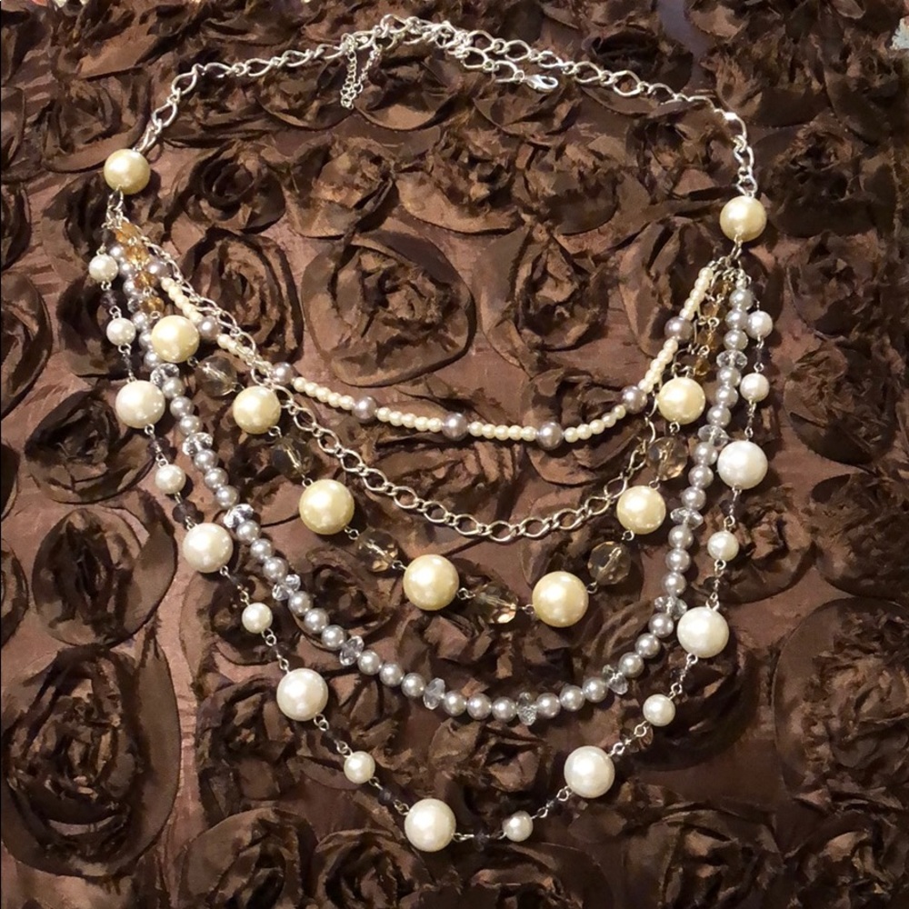 Ladies SAO Pearl and Crystal Bead Necklace